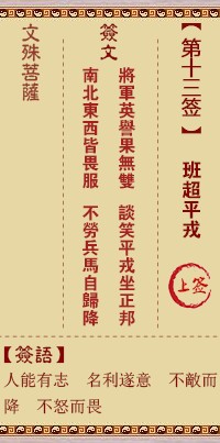 文殊菩萨灵签13签，文殊菩萨灵签第十三签解签占卜详解