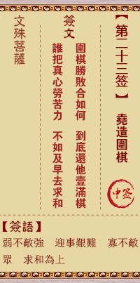文殊菩萨灵签23签，文殊菩萨灵签第二十三签解签占卜详解