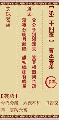 文殊菩萨灵签24签，文殊菩萨灵签第二十四签解签占卜详解