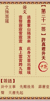 文殊菩萨灵签31签，文殊菩萨灵签第三十一签解签占卜详解