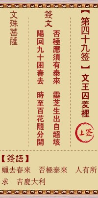 文殊菩萨灵签49签，文殊菩萨灵签第四十九签解签占卜详解
