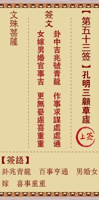 文殊菩萨灵签53签，文殊菩萨灵签第五十三签解签占卜详解