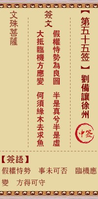 文殊菩萨灵签55签，文殊菩萨灵签第五十五签解签占卜详解