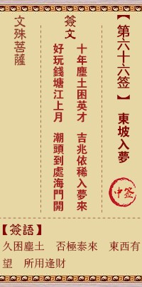 文殊菩萨灵签66签，文殊菩萨灵签第六十六签解签占卜详解