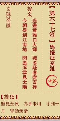 文殊菩萨灵签67签，文殊菩萨灵签第六十七签解签占卜详解