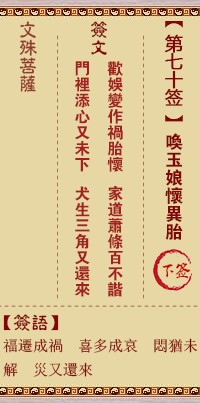 文殊菩萨灵签70签，文殊菩萨灵签第七十签解签占卜详解