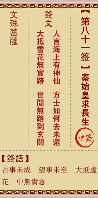 文殊菩萨灵签81签，文殊菩萨灵签第八十一签解签占卜详解