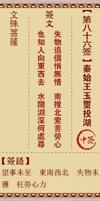 文殊菩萨灵签86签，文殊菩萨灵签第八十六签解签占卜详解