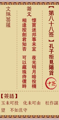 文殊菩萨灵签88签，文殊菩萨灵签第八十八签解签占卜详解