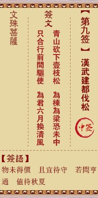 文殊菩萨灵签9签，文殊菩萨灵签第九签解签占卜详解